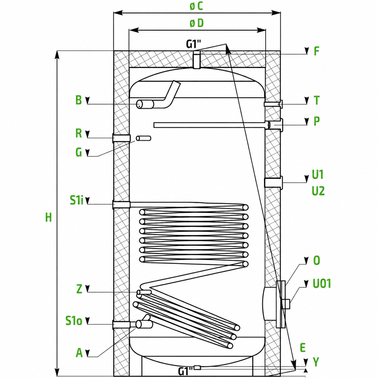 Podgrzewacz wody OEM CERAMIC V2 1001G z jedną wężownicą